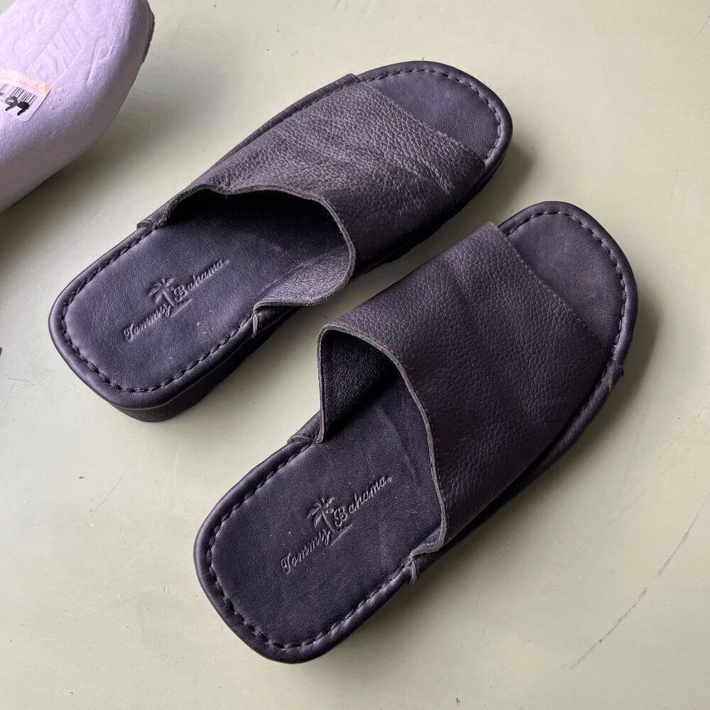 Tommy Bahama San Emilio Black Leather Sandals | Men’s Size 8 (Women’s 9.5–10)